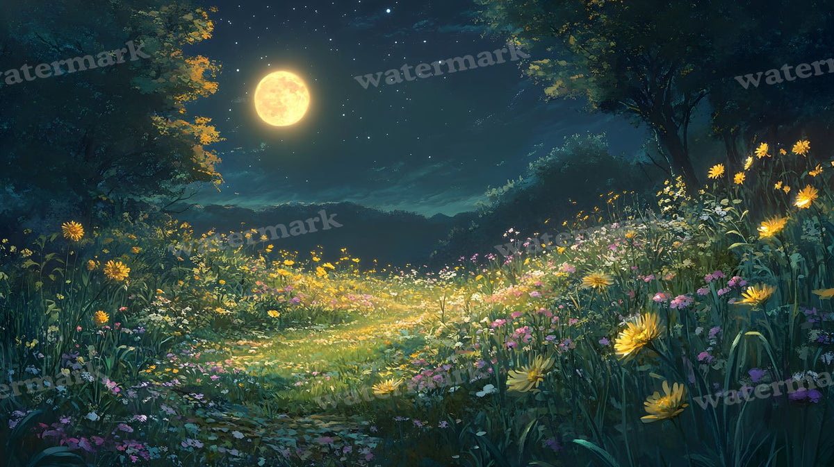 Moonlit Meadow Backdrop Images