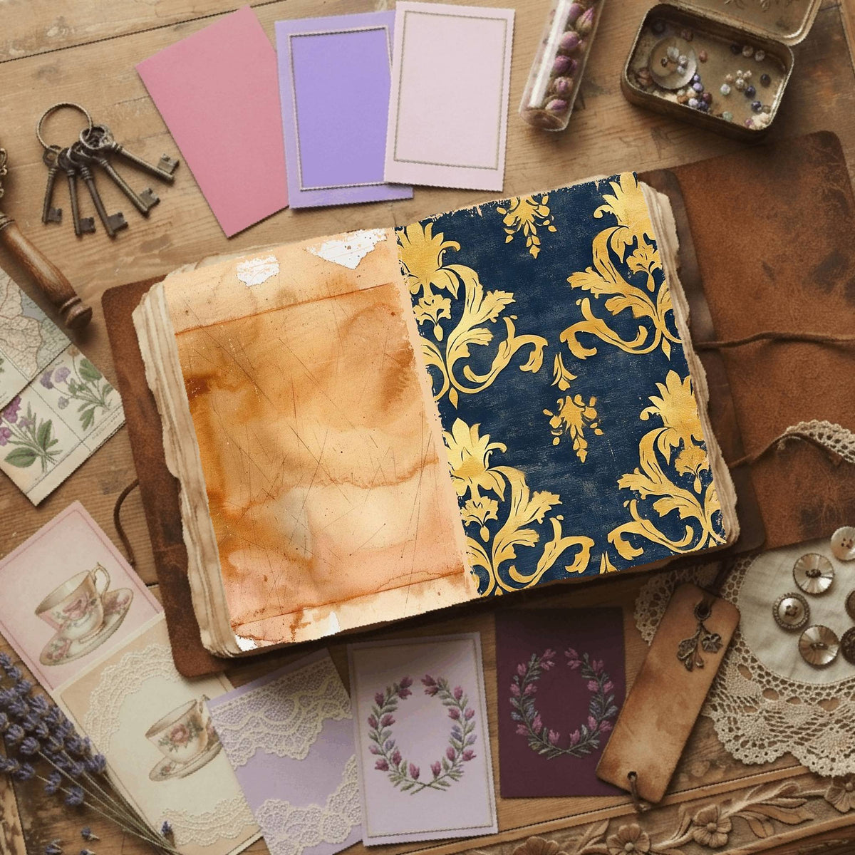 Regal Damask printable junk journal paper, page preview 52