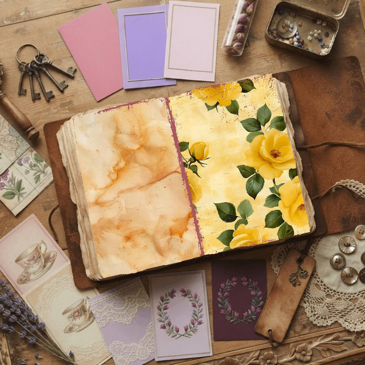 Rose printable junk journal paper, page preview 52