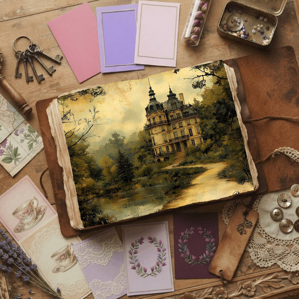 Royal Gardens printable junk journal paper, page preview 52