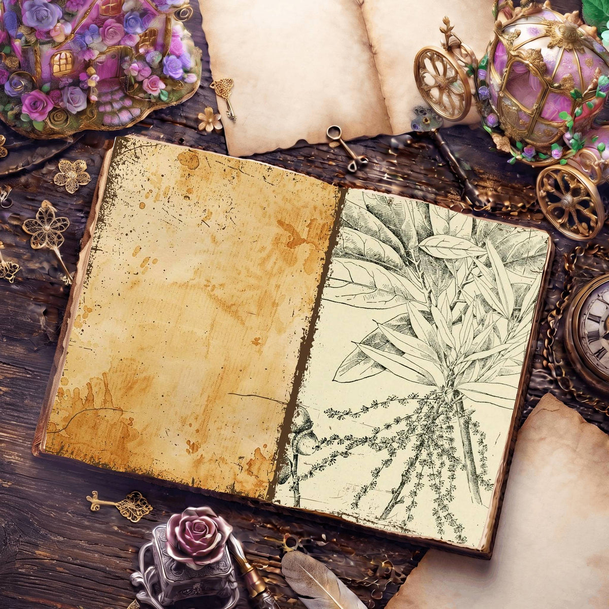 Botanical Sketches Digital Papers