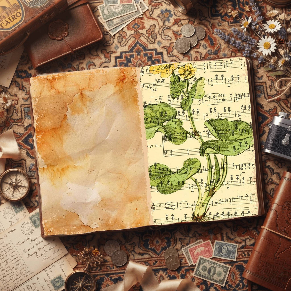 Botanical printable junk journal paper, page preview 53
