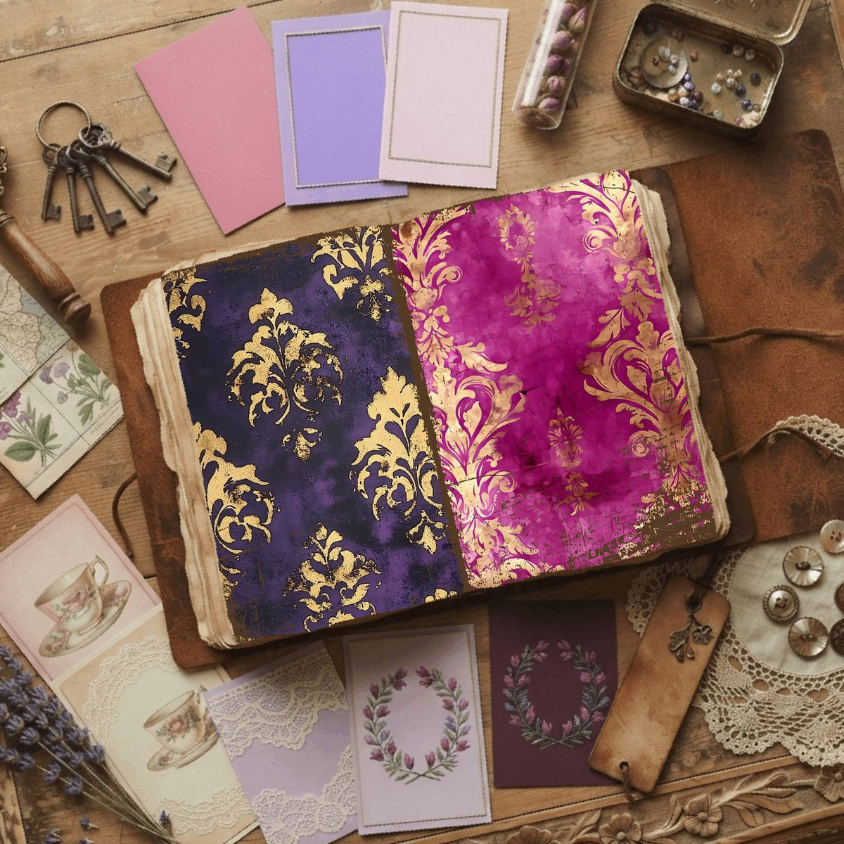 Regal Damask printable junk journal paper, page preview 53