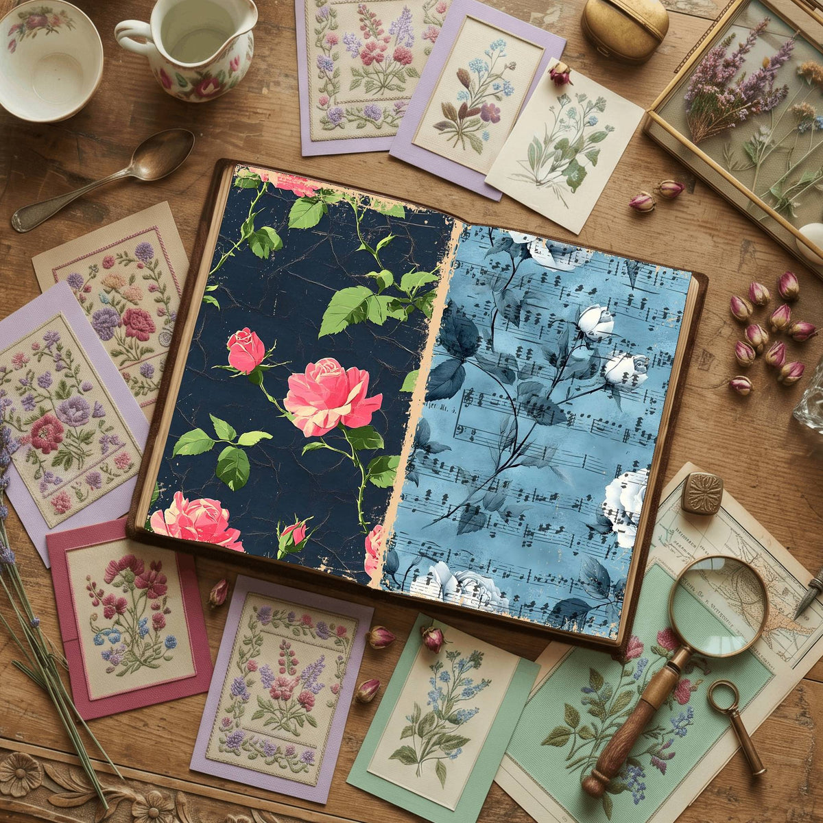 Rose printable junk journal paper, page preview 53