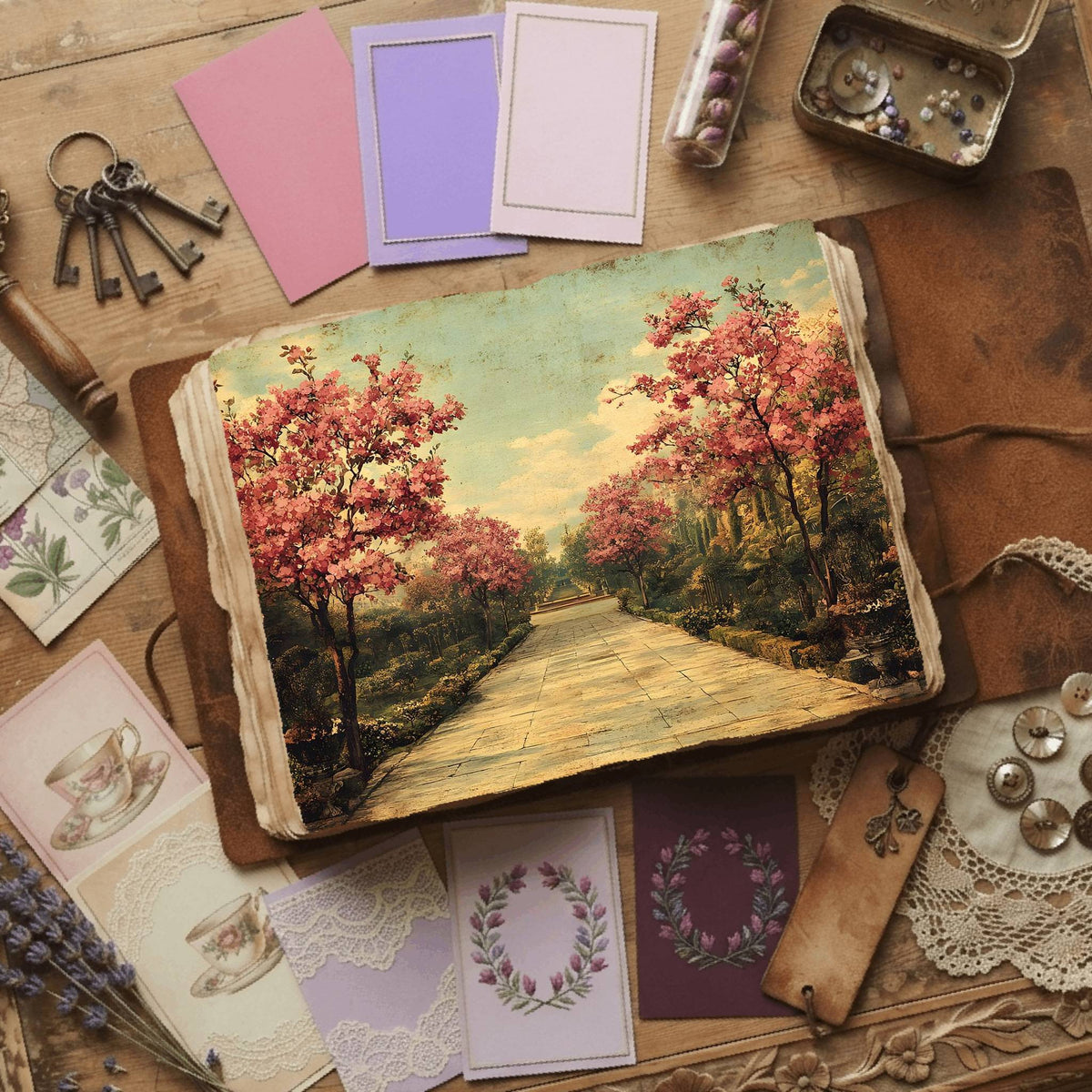 Royal Gardens printable junk journal paper, page preview 53
