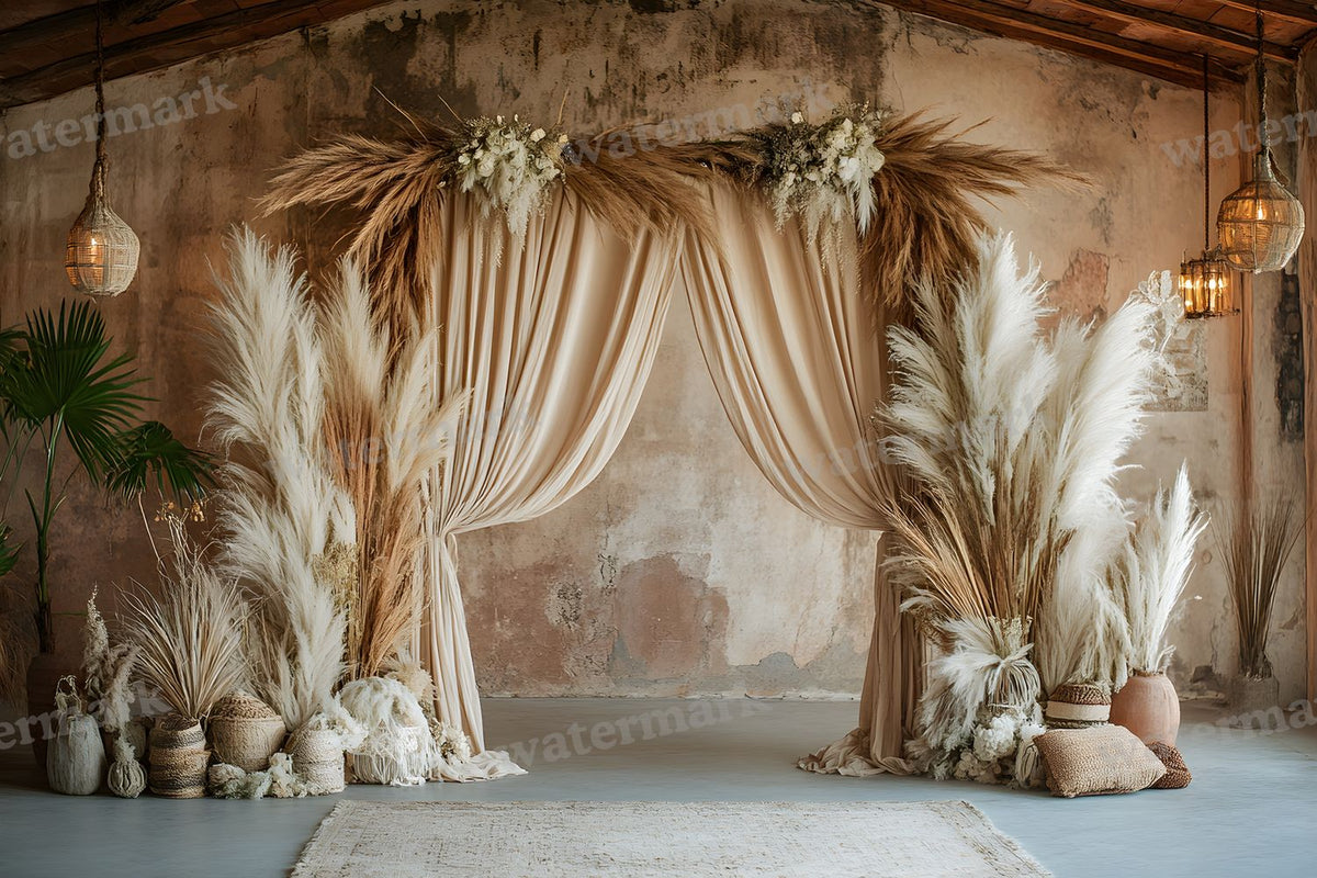 Boho Pampaarch Backdrop Images