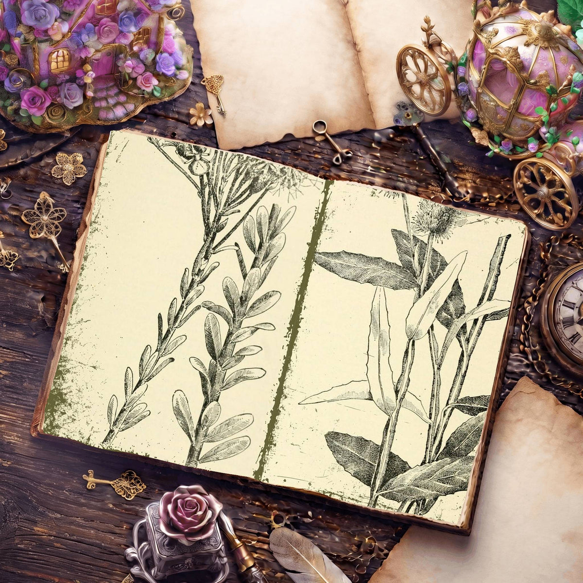Botanical Sketches Digital Papers