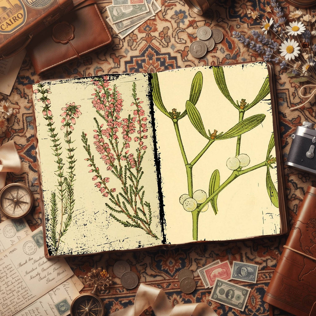 Botanical printable junk journal paper, page preview 55