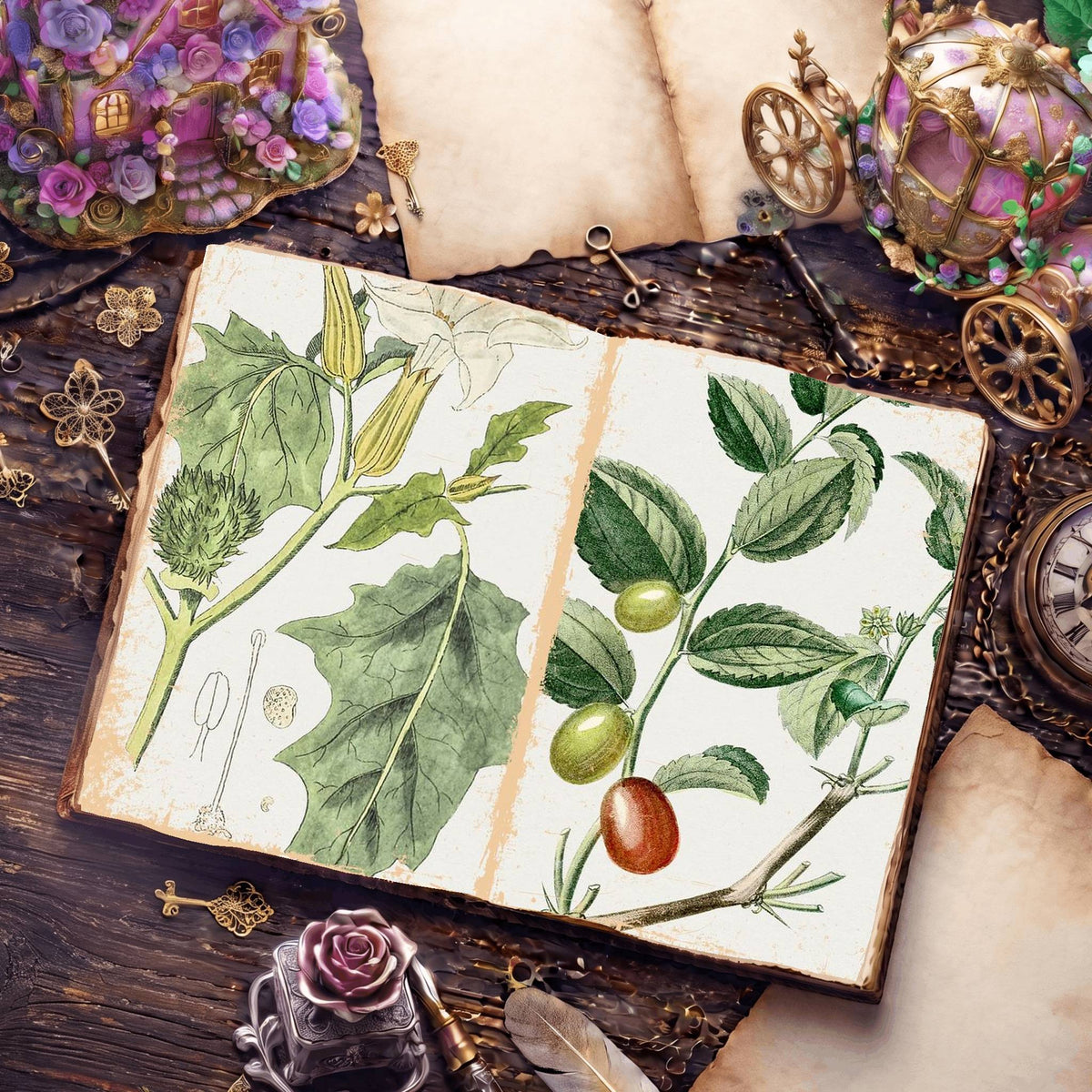 Botanical Illustrations Digital Papers