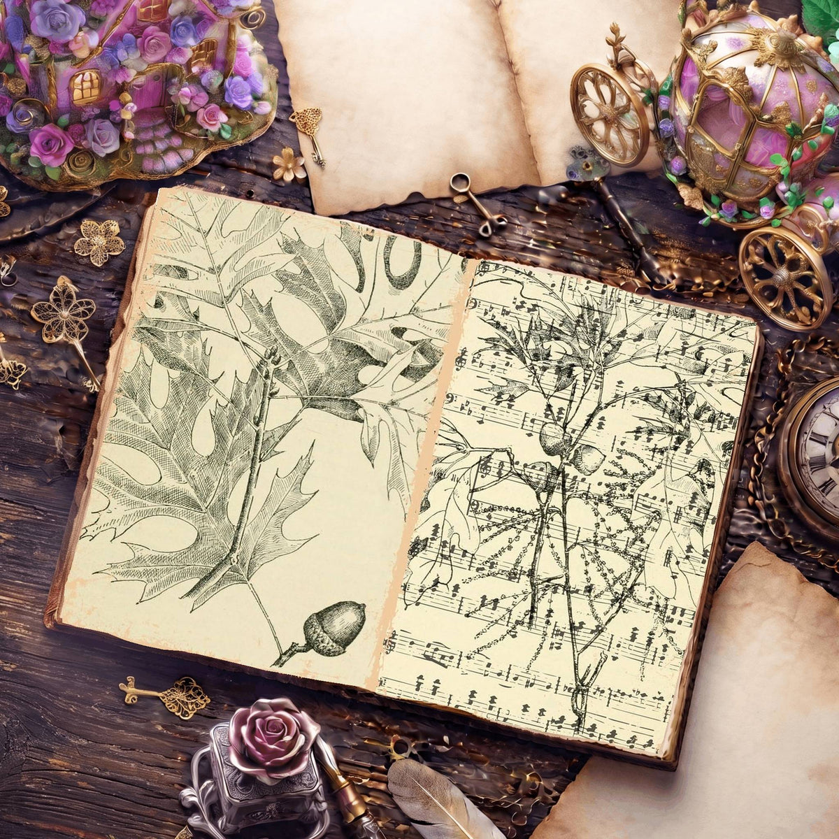 Botanical Sketches Digital Papers