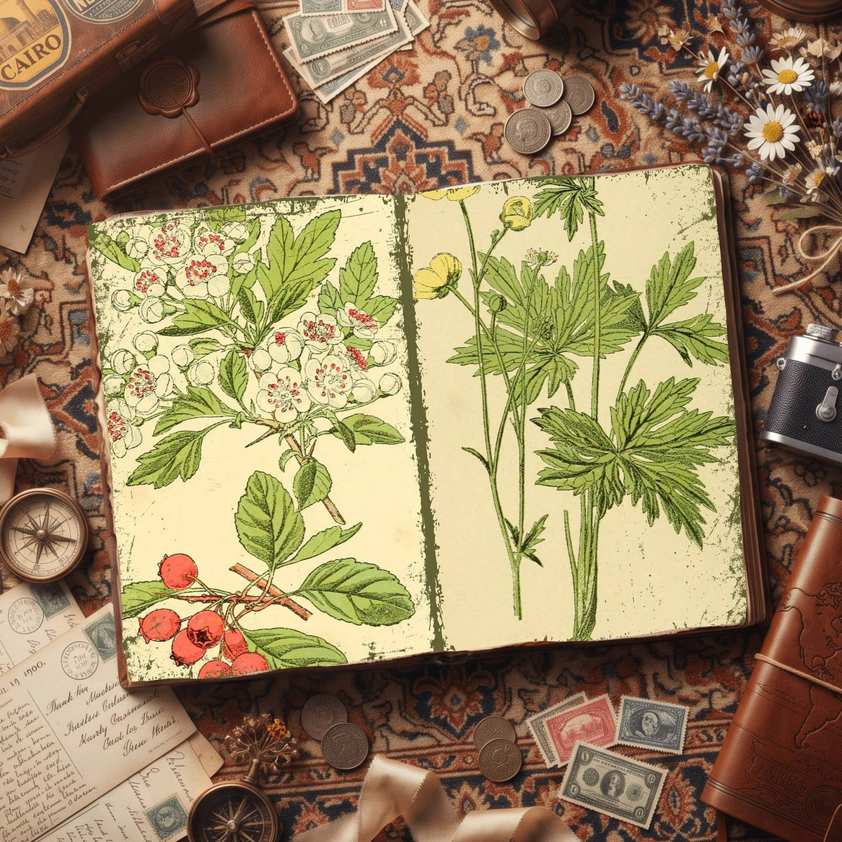 Botanical printable junk journal paper, page preview 56