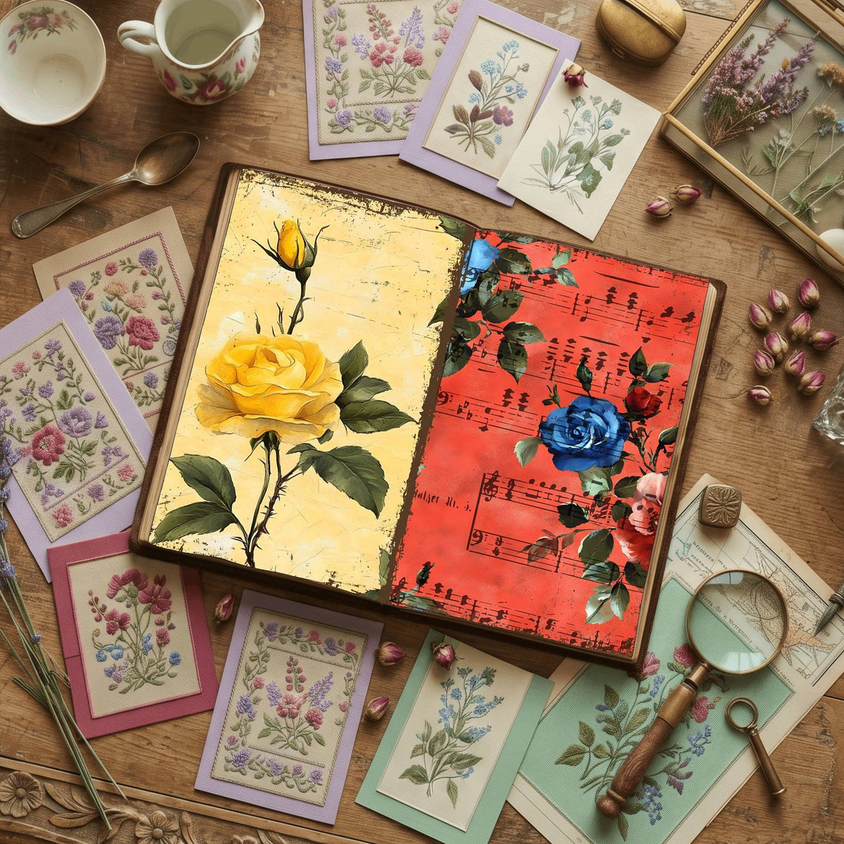 Rose printable junk journal paper, page preview 56