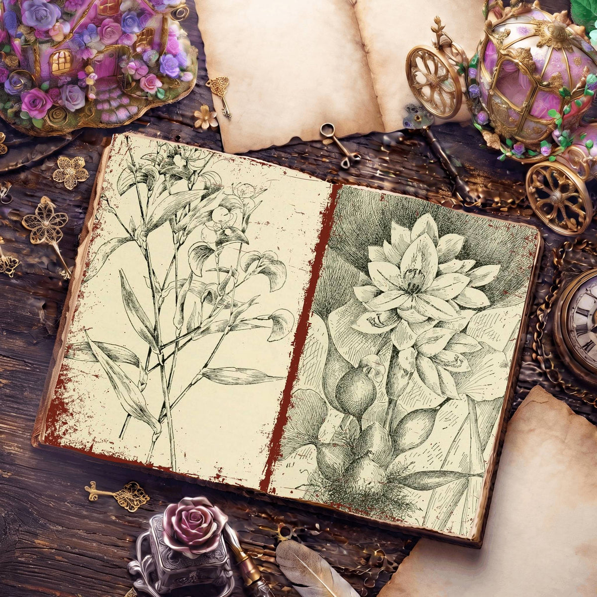 Botanical Sketches Digital Papers