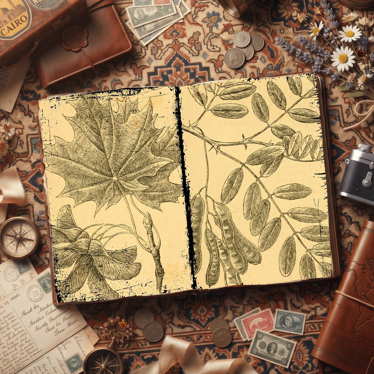 Botanical printable junk journal paper, page preview 57