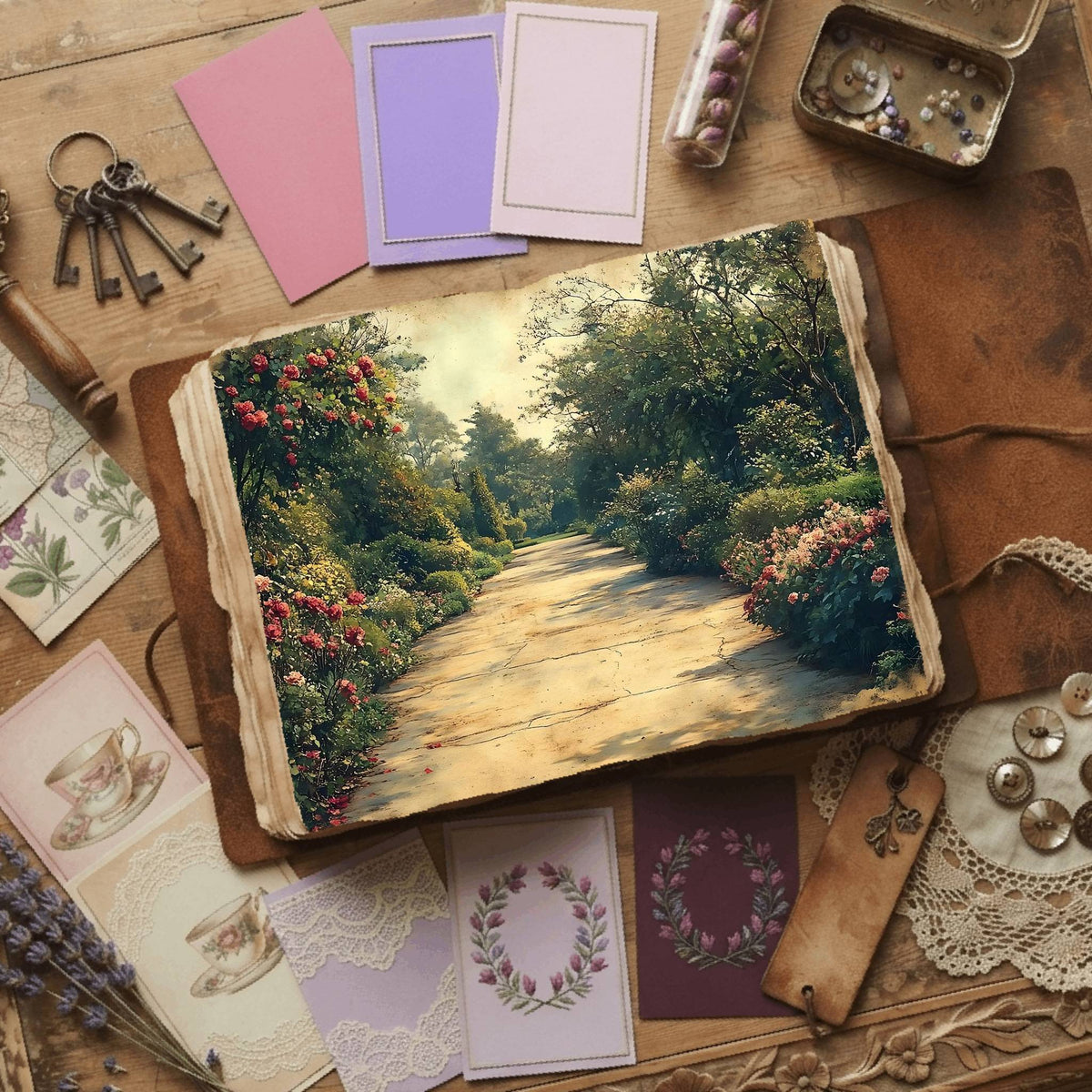 Royal Gardens printable junk journal paper, page preview 57