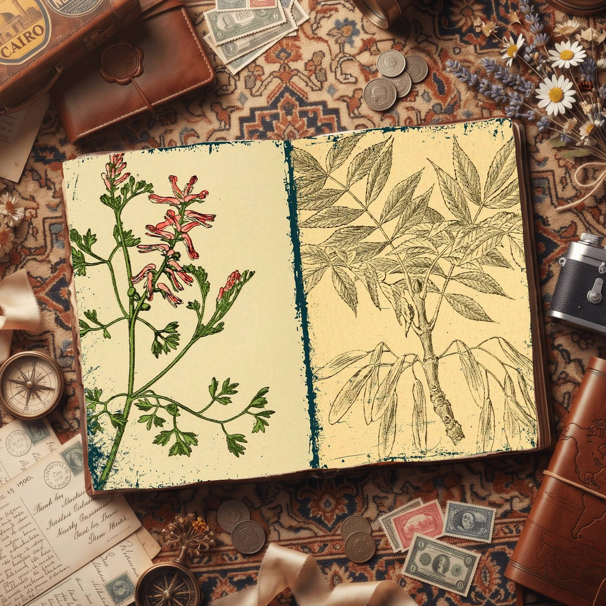 Botanical printable junk journal paper, page preview 58