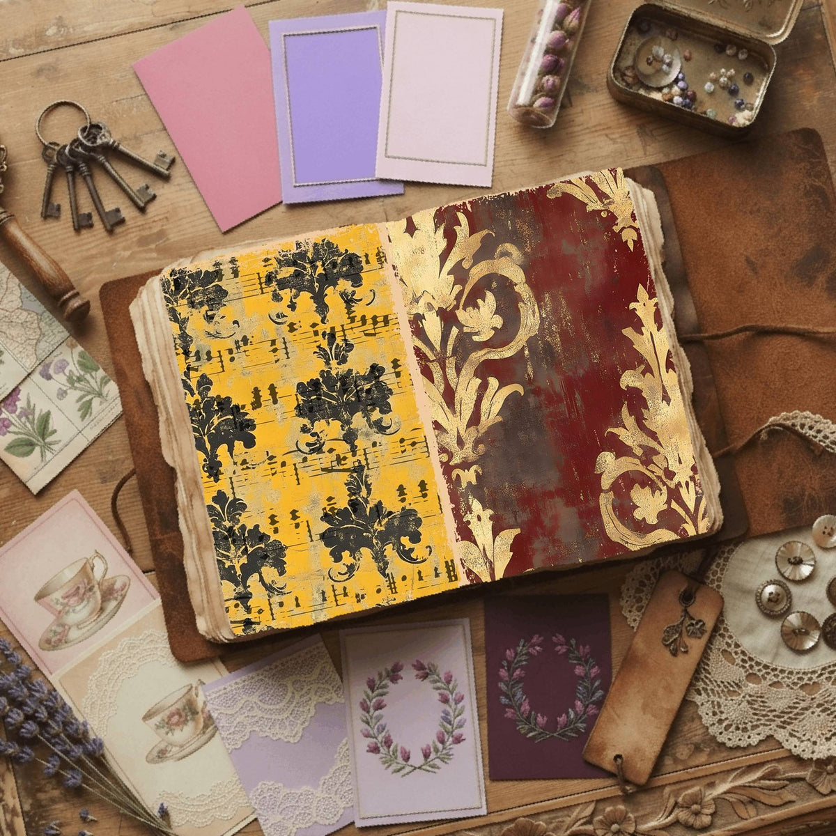 Regal Damask printable junk journal paper, page preview 58