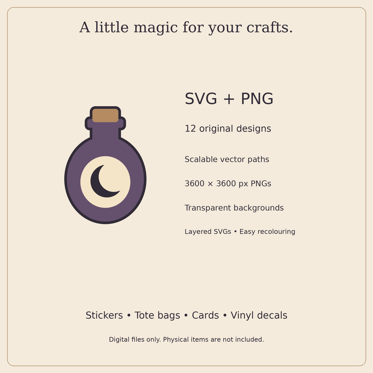 Halloween Potion Cabinet SVG Pack – 12 Witchy Bottle Designs with PNGs