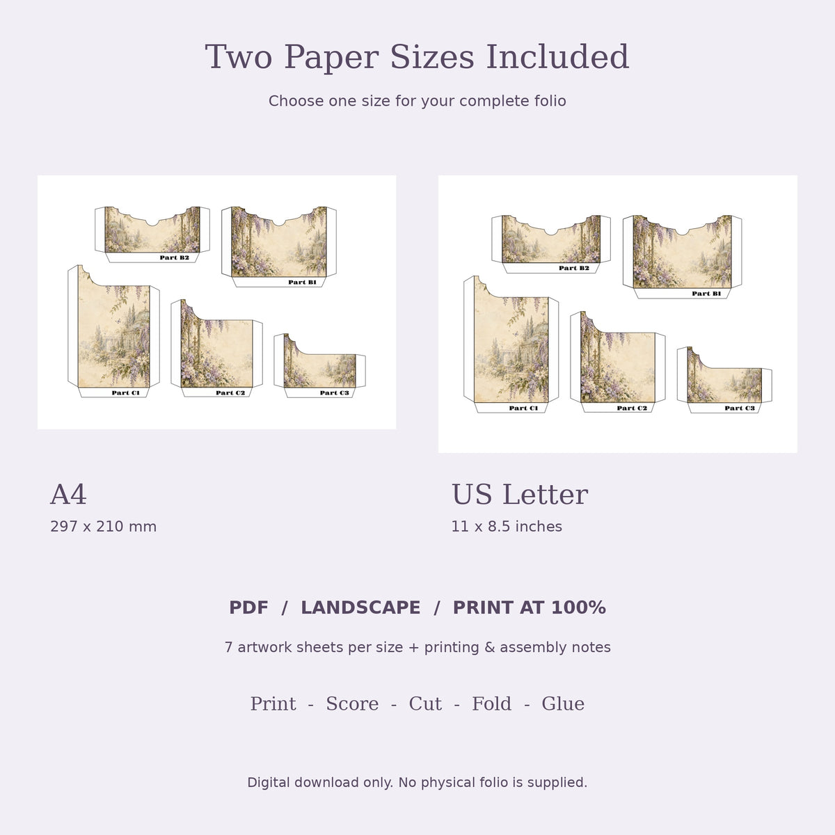 Wisteria & Secret Conservatory - Printable Folio Kit, A4 & US Letter PDF