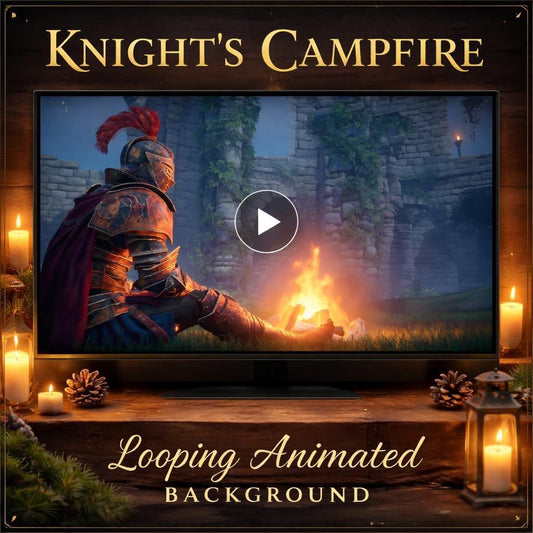 Medieval background loop | Knight campfire animated video, seamless loop | Video background for fantasy, magic, streams, VJ