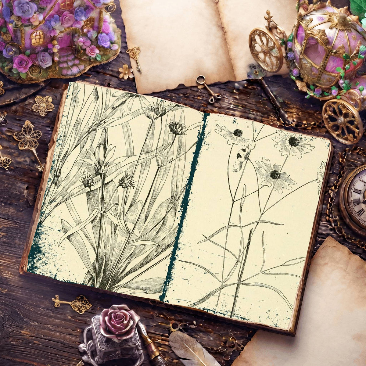 Botanical Sketches Digital Papers