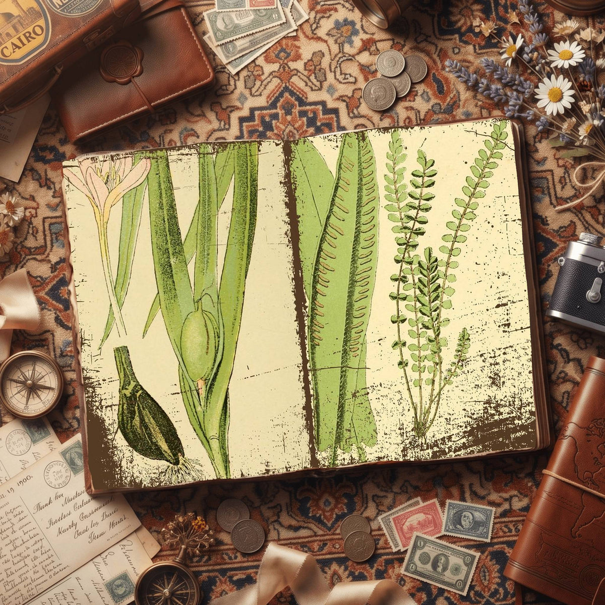 Botanical printable junk journal paper, page preview 60