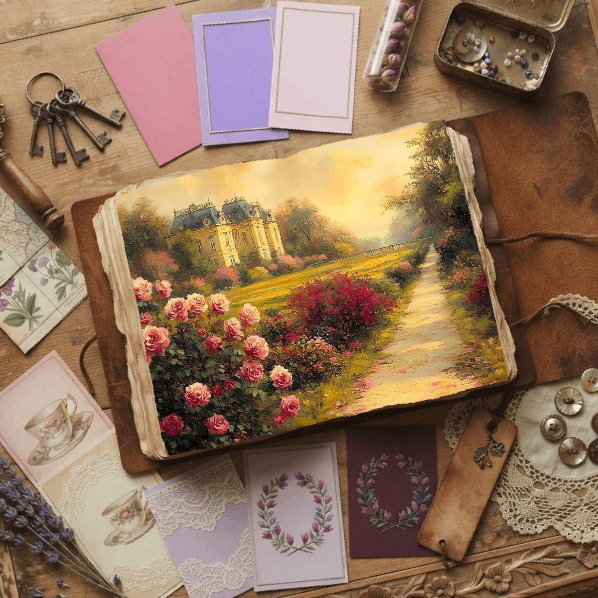 Royal Gardens printable junk journal paper, page preview 60