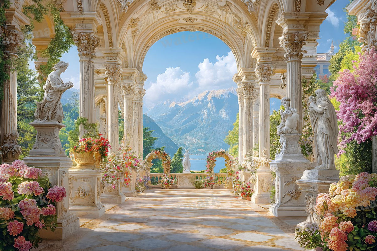 Baroque Marble Garden digital photo backdrop for photo editing, preview 60