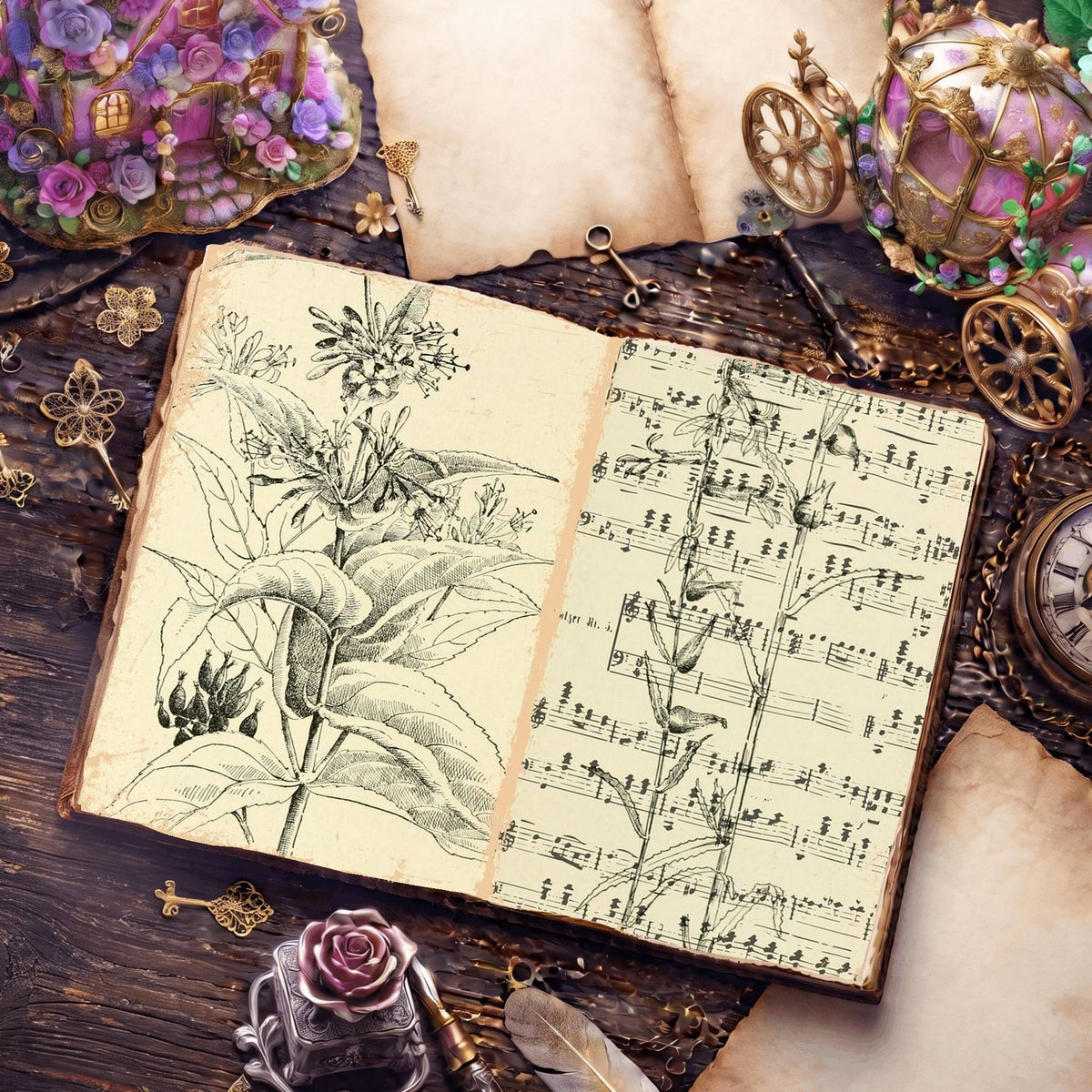 Botanical Sketches Digital Papers