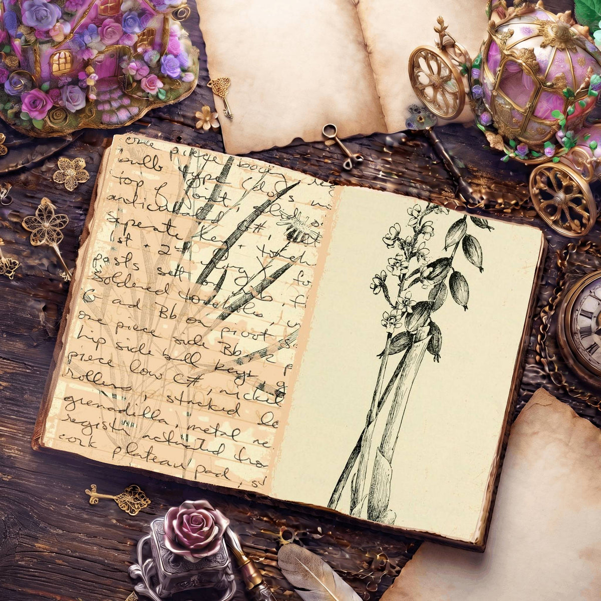 Botanical Sketches Digital Papers