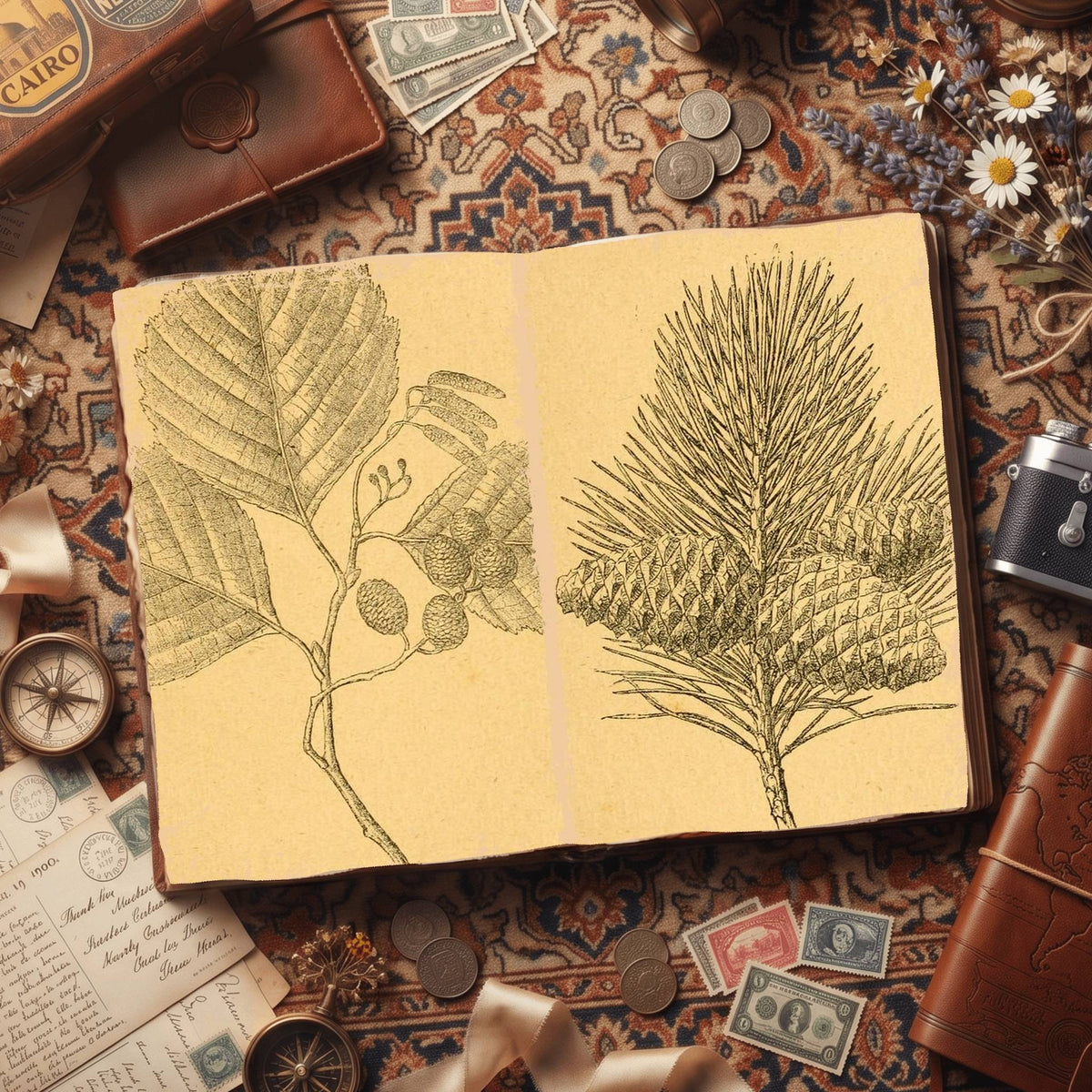 Botanical printable junk journal paper, page preview 63