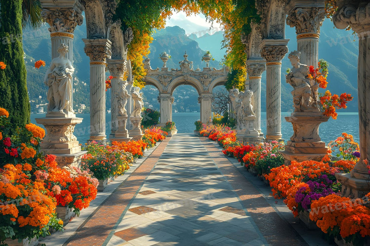 Baroque Marble Garden digital photo backdrop for photo editing, preview 64