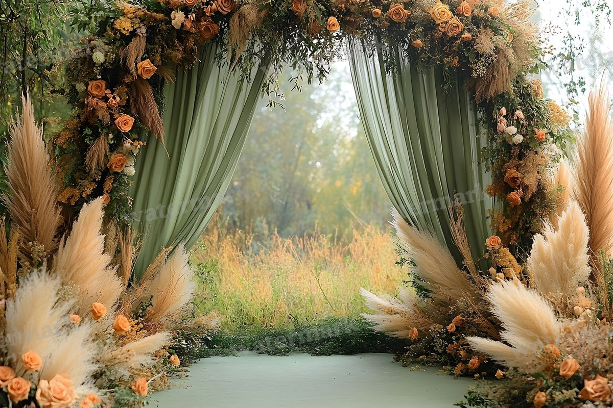 Boho Olive Arch Backdrop Images