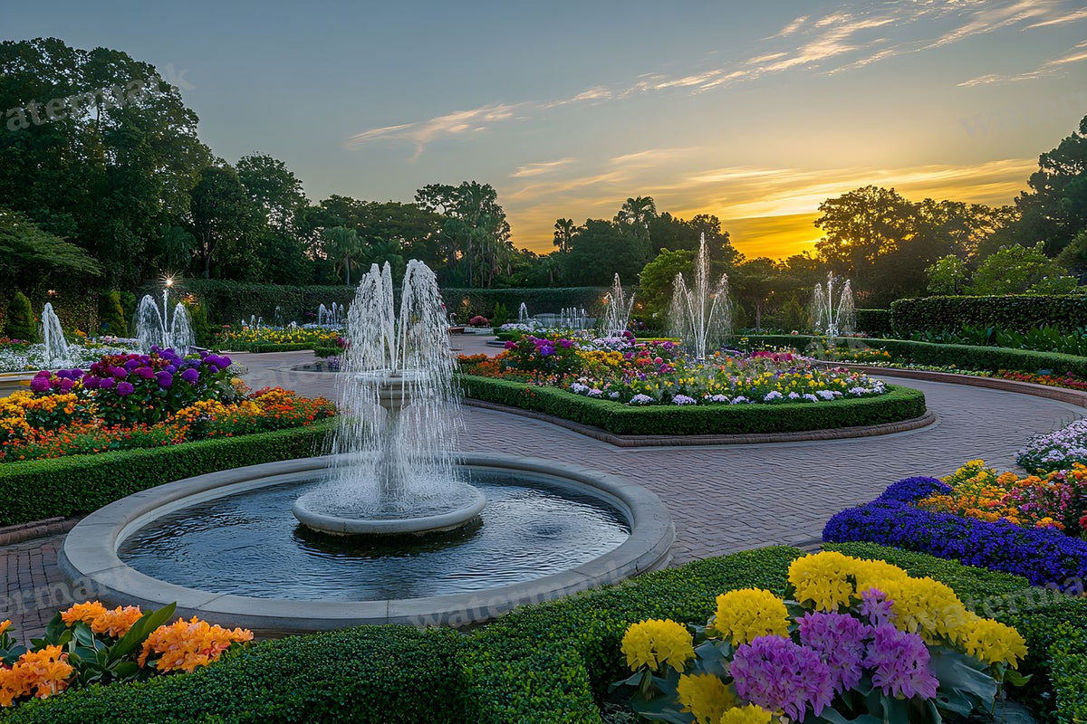 Baroque Fountain Garden digital photo backdrop for photo editing, preview 65