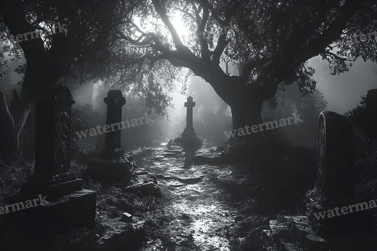 Spooky Forest digital photo backdrop for photo editing, preview 66