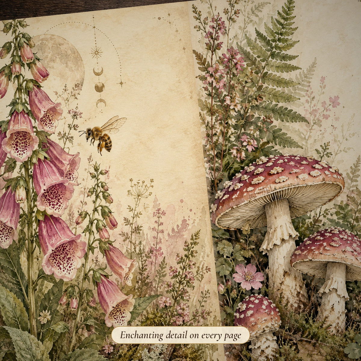 Detail of the garden studies Cottage Hedge Witch junk journal page
