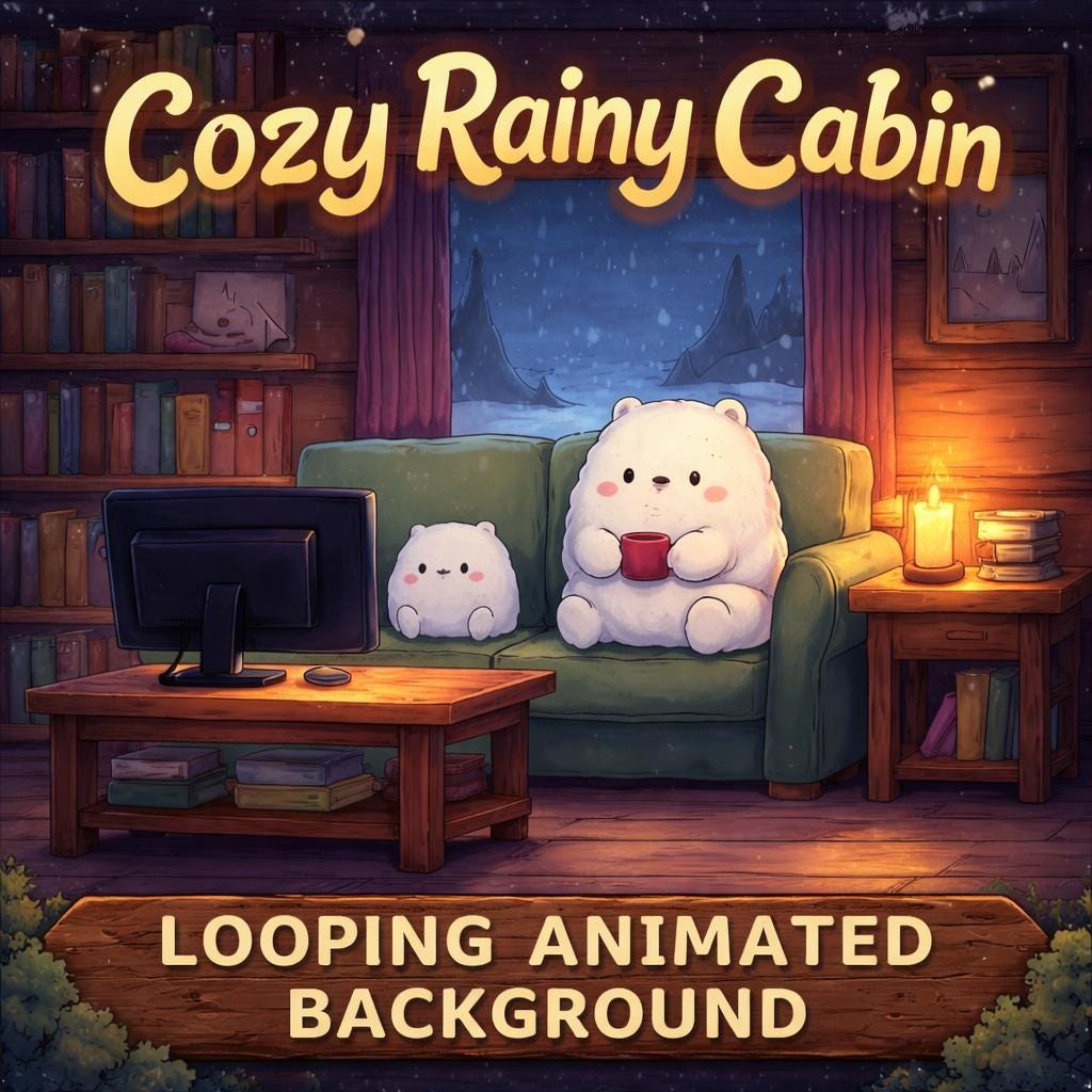 Cozy Winter Cabin Loop Animation | Lofi snow background, kawaii ambience | Animated video for streams, study, decor
