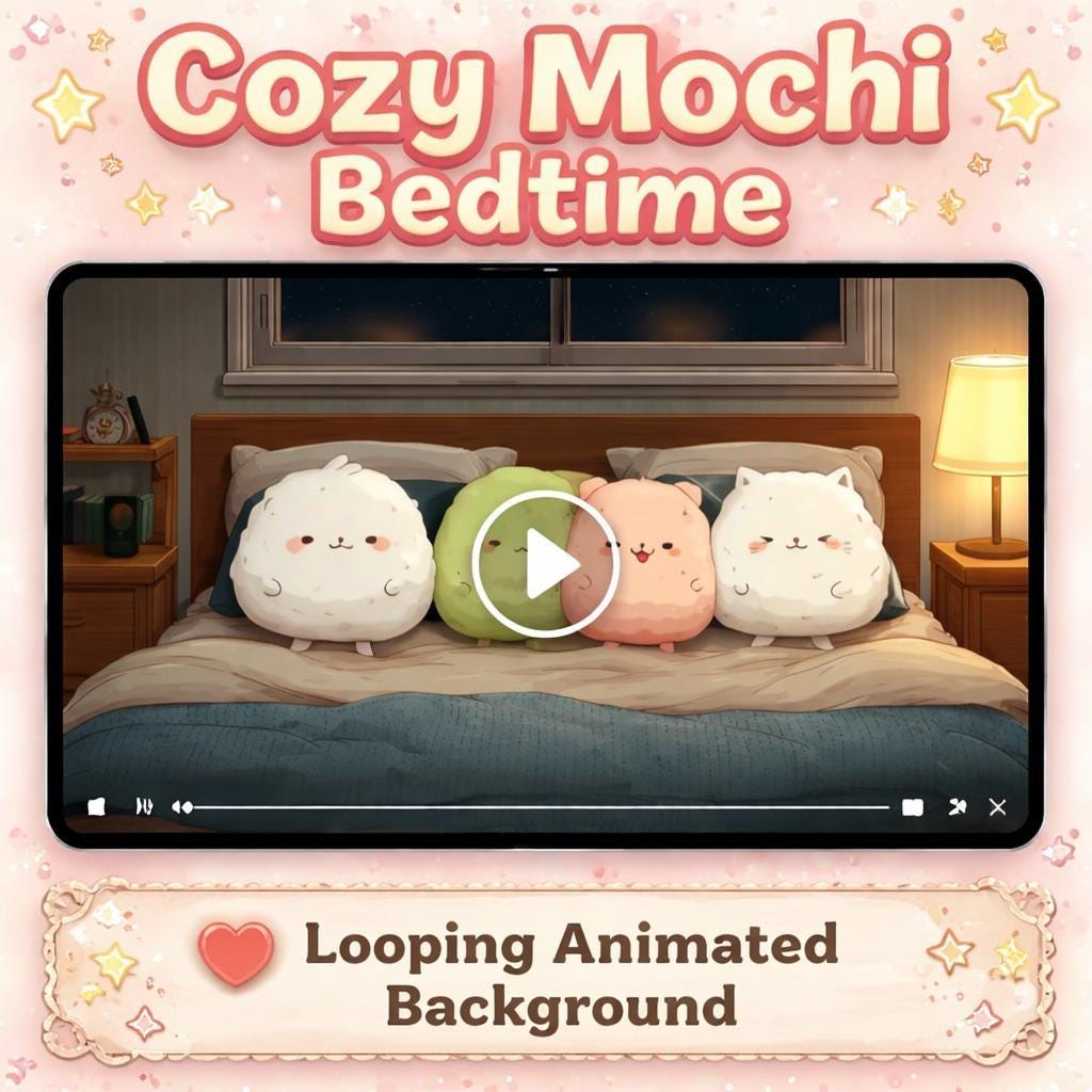 Kawaii Cat Background | Cute Animated Backdrop Loop Video | Cozy Plush Pet Bed Scene for Stream, TikTok, YouTube, Overlays