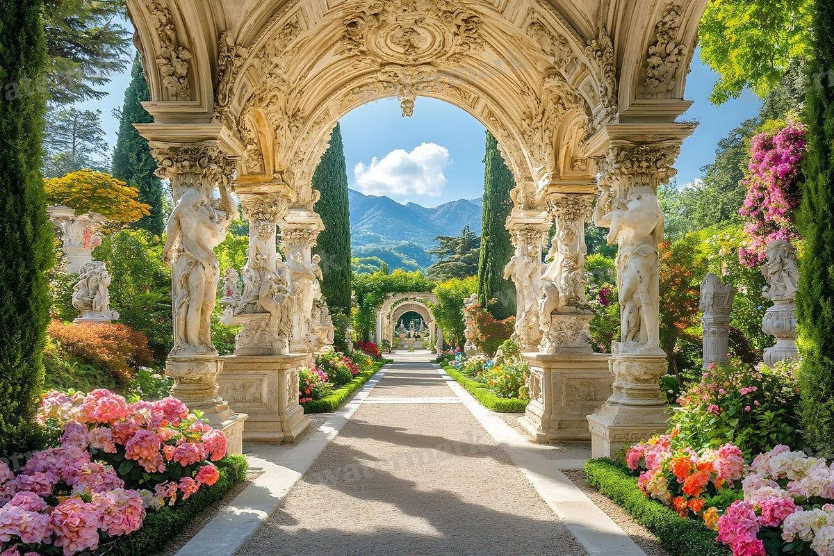 Baroque Marble Garden digital photo backdrop for photo editing, preview 73