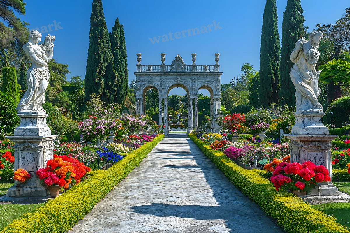 Baroque Marble Garden digital photo backdrop for photo editing, preview 75