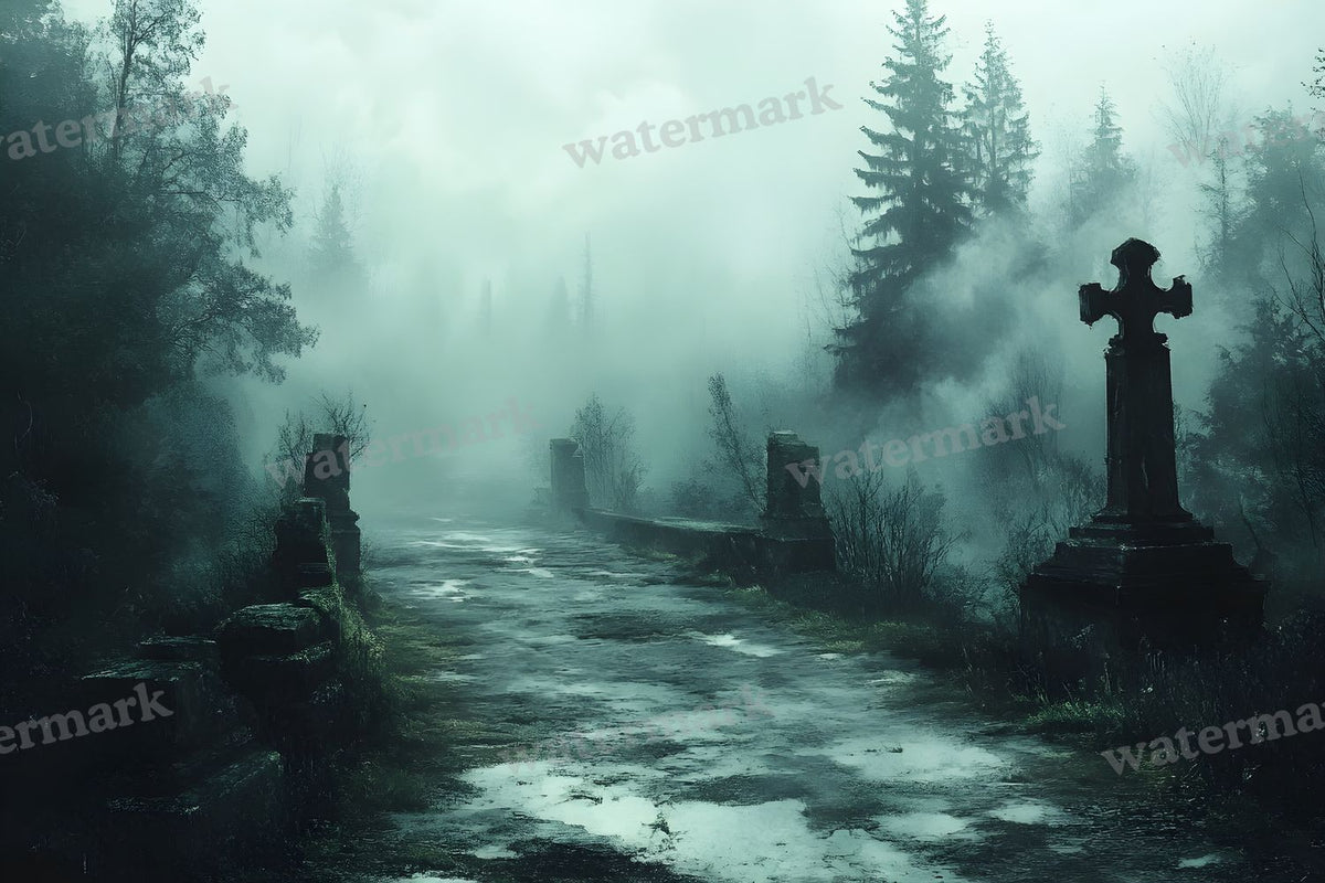 Spooky Forest digital photo backdrop for photo editing, preview 75