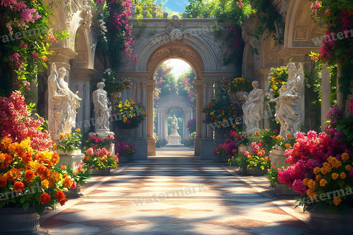 Baroque Marble Garden digital photo backdrop for photo editing, preview 76