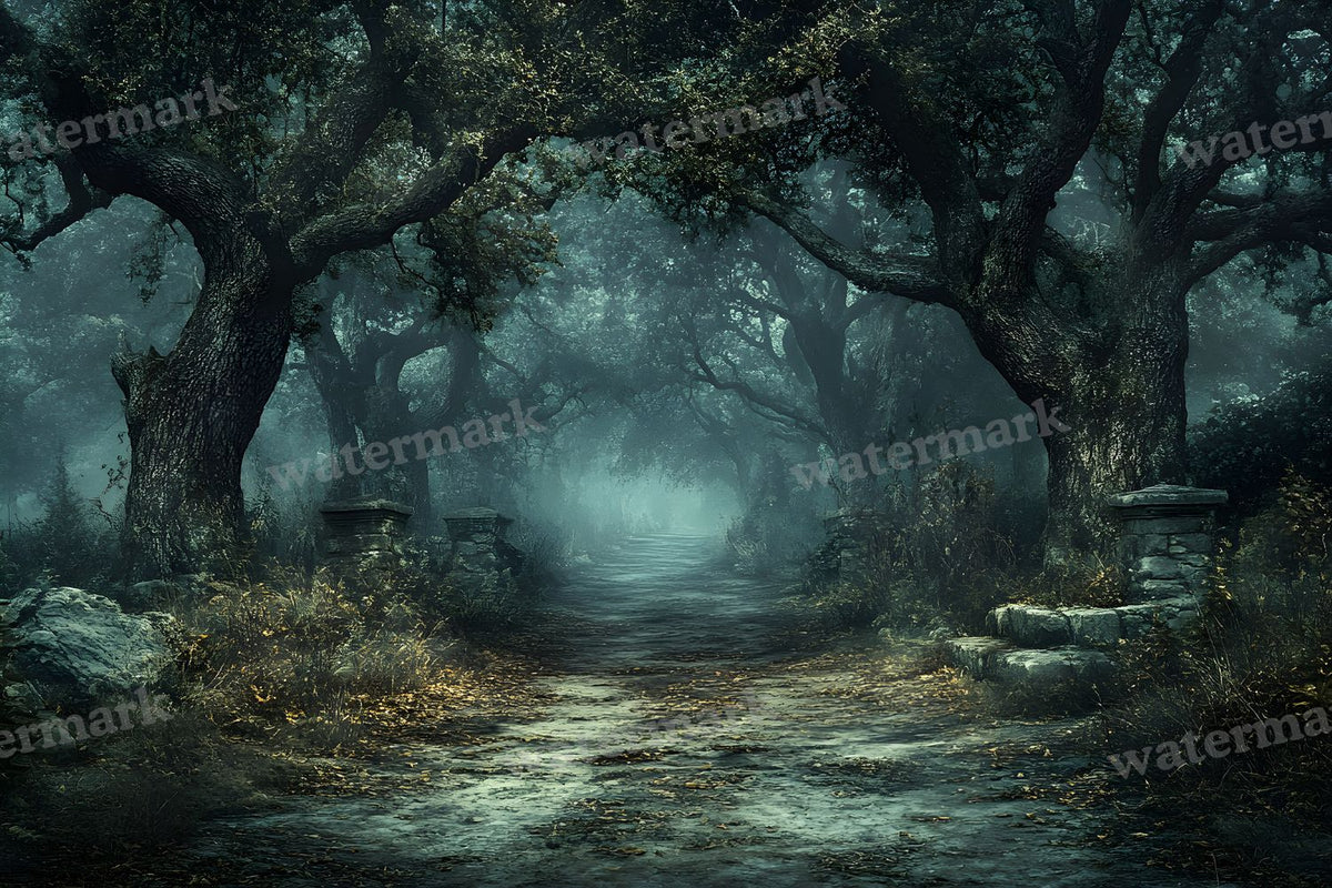Spooky Forest digital photo backdrop for photo editing, preview 77