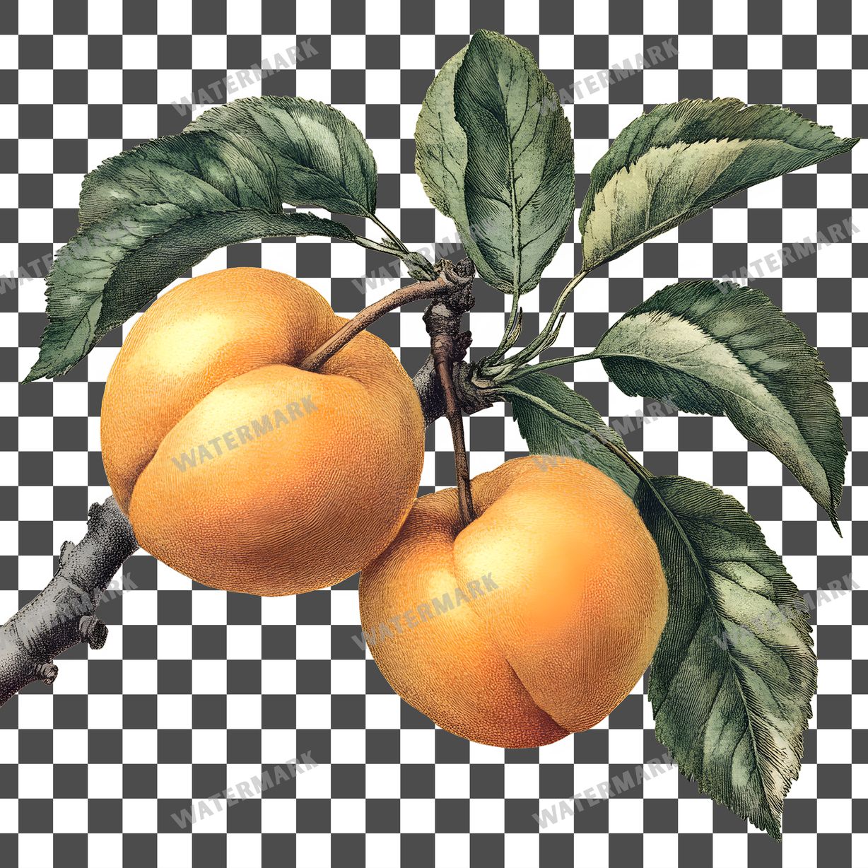 Apricots Vintage Style Clipart Pngs