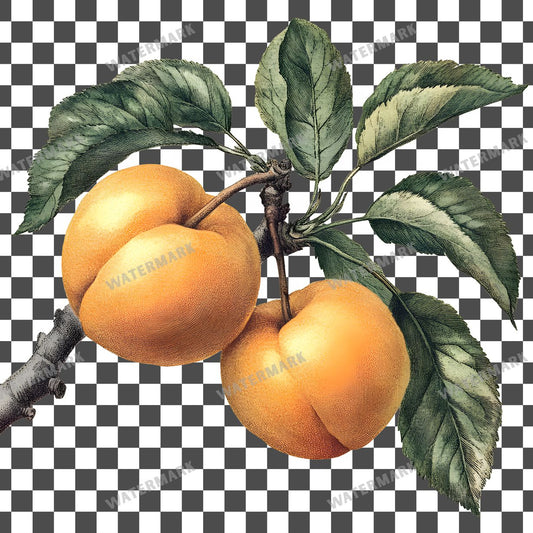 Apricots Vintage Style Clipart Pngs