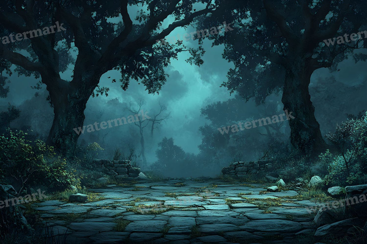Spooky Forest digital photo backdrop for photo editing, preview 80