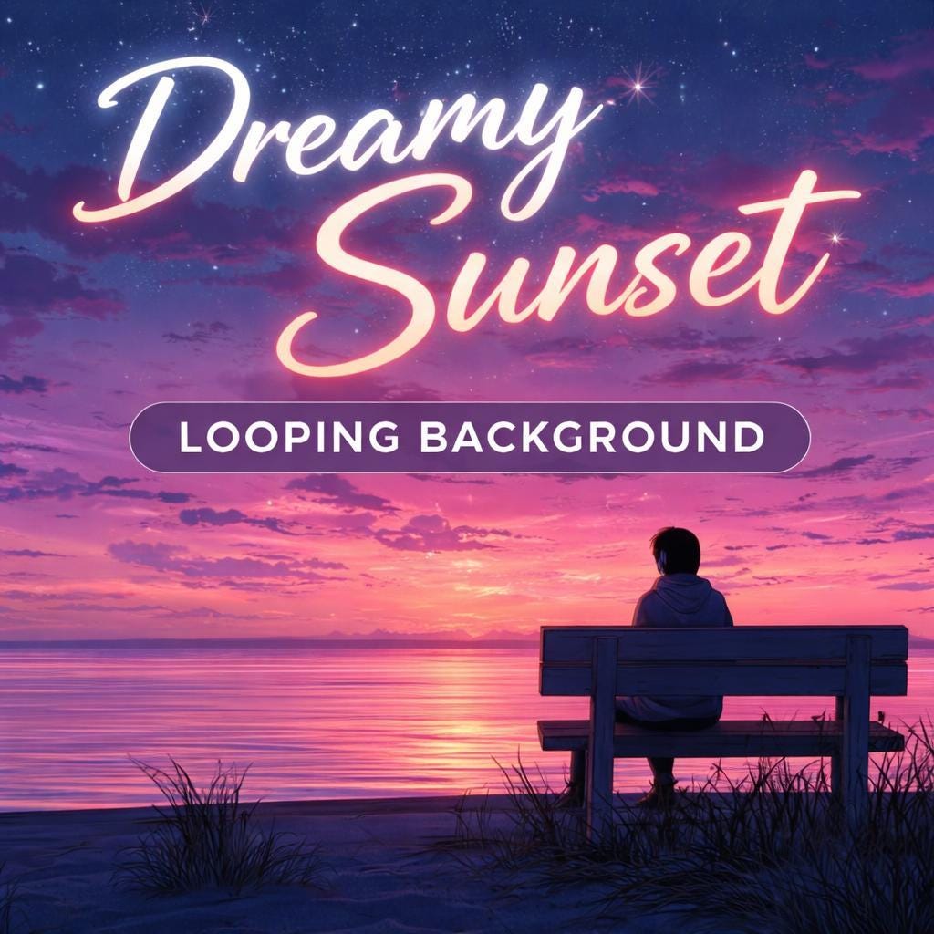 Anime Sunset Beach Loop Video | Tropical Ocean Animated Background | Relaxing Desktop, Stream, Overlay Use