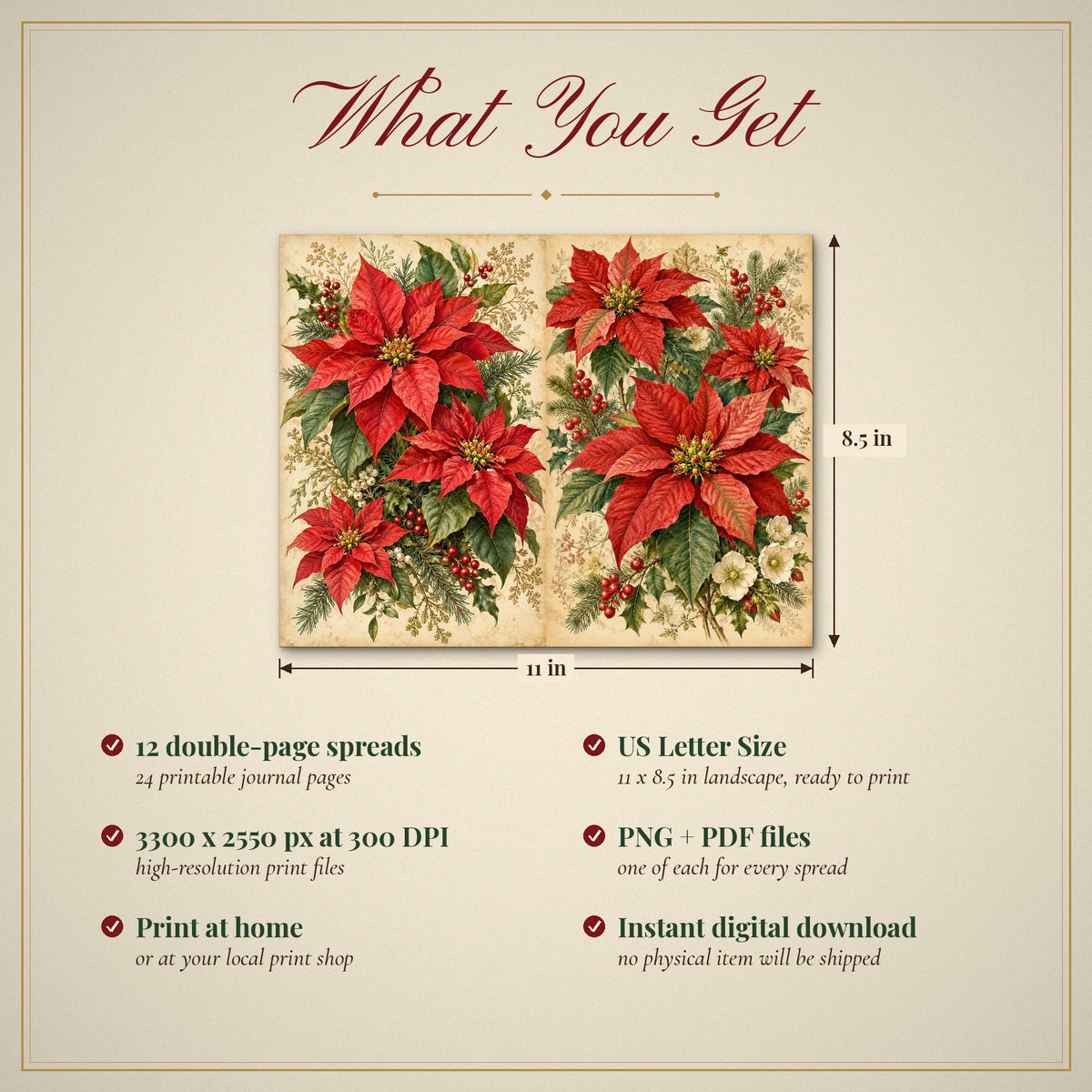 What you get: 12 US Letter Size double-page spreads, 300 DPI PNG and PDF, instant download