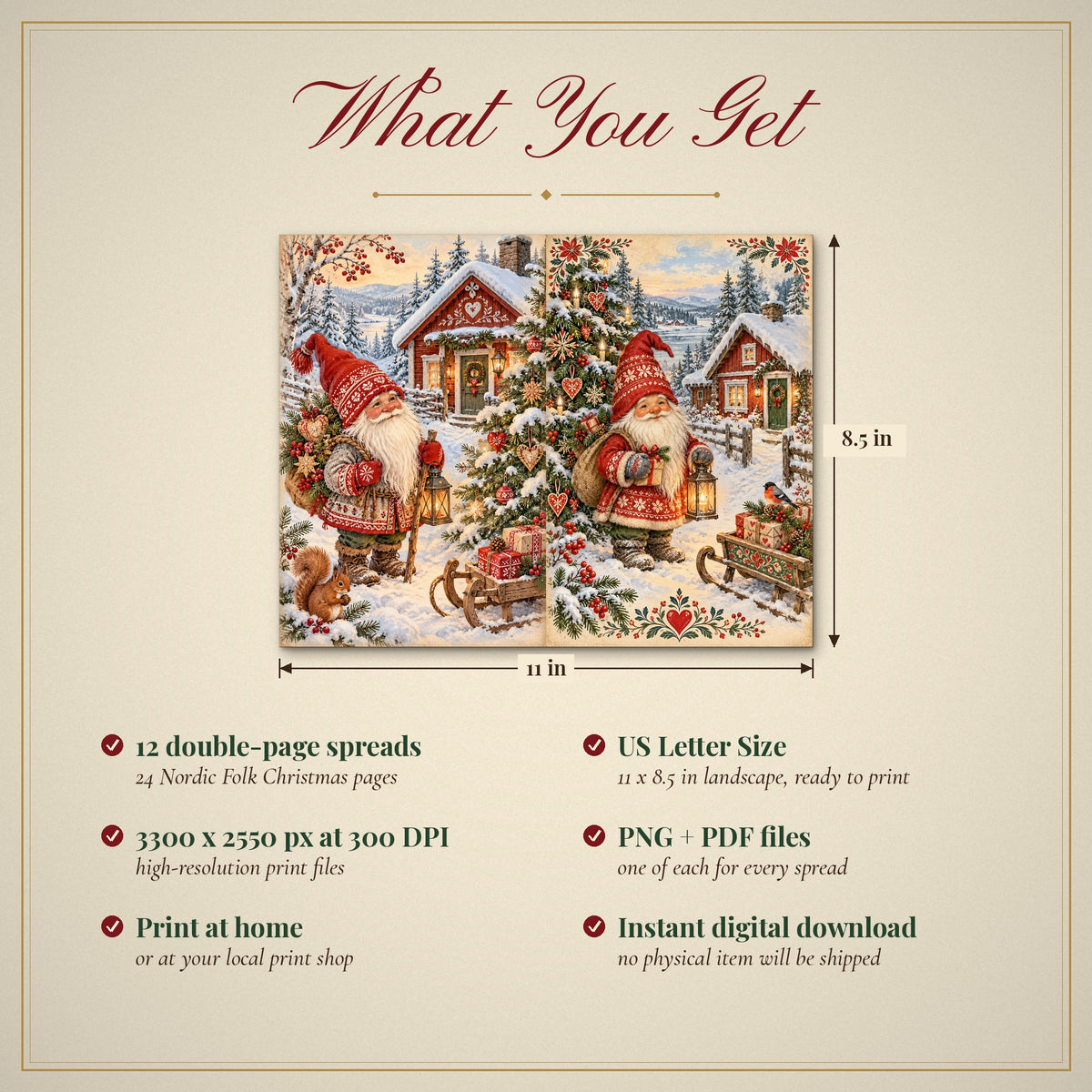 What you get: 12 US Letter Size double-page spreads, 300 DPI PNG and PDF, instant download