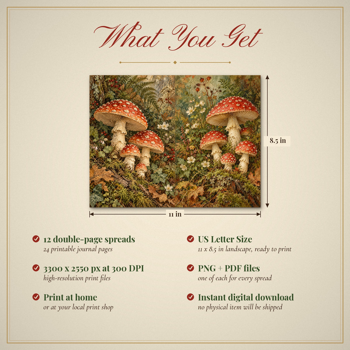 What you get: 12 US Letter Size double-page spreads, 300 DPI PNG and PDF, instant download